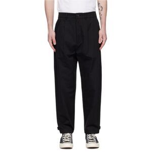 Men's Creased and Pleated Navy Blue Cuffed Twill Trousers sz 30/34R